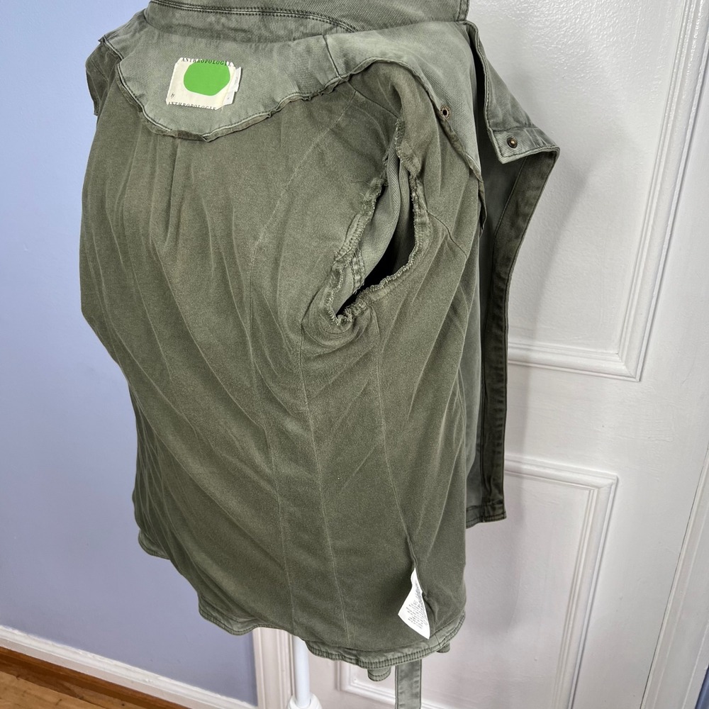 Anthropologie Belted Utility Military Jacket Army Green Faded Women's Size Small - Picture 11 of 12
